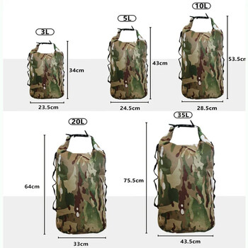 3L 5L 10L 20L 35L Outdoor Waterproof Dry Bag Camouflage Ultralight Water Separation Dry Gear Storage Sack for Swimming Kayaking