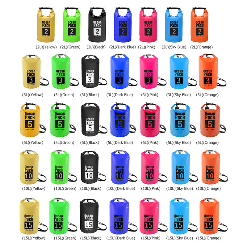 Geantă de înot impermeabilă, 2/3/5/10/15L, geantă uscată pentru camping, în derivă, geantă de depozitare pentru drumeții în aer liber, rucsac dublu strat îngroșat din PVC