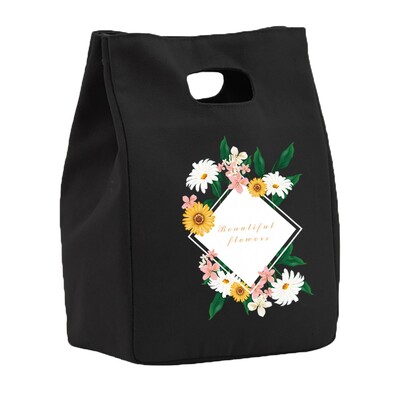 Saci de prânz din pânză termică pentru femei Geantă frigorifică Prânz izolat Bento Pachet Pungă de picnic cu mâncare Saci de prânz cu model de margarete pentru muncă