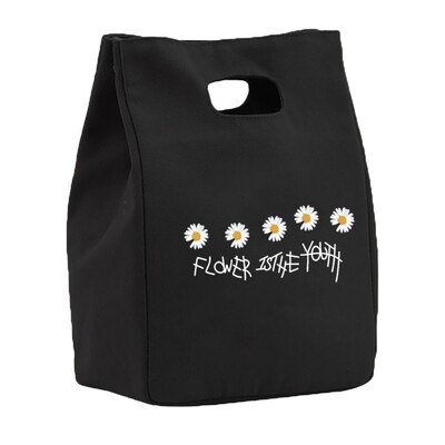 Saci de prânz din pânză termică pentru femei Geantă frigorifică Prânz izolat Bento Pachet Pungă de picnic cu mâncare Saci de prânz cu model de margarete pentru muncă