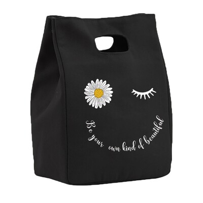 Saci de prânz din pânză termică pentru femei Geantă frigorifică Prânz izolat Bento Pachet Pungă de picnic cu mâncare Saci de prânz cu model de margarete pentru muncă