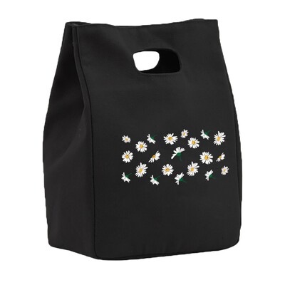 Saci de prânz din pânză termică pentru femei Geantă frigorifică Prânz izolat Bento Pachet Pungă de picnic cu mâncare Saci de prânz cu model de margarete pentru muncă