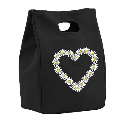 Saci de prânz din pânză termică pentru femei Geantă frigorifică Prânz izolat Bento Pachet Pungă de picnic cu mâncare Saci de prânz cu model de margarete pentru muncă