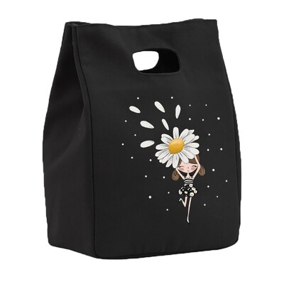 Saci de prânz din pânză termică pentru femei Geantă frigorifică Prânz izolat Bento Pachet Pungă de picnic cu mâncare Saci de prânz cu model de margarete pentru muncă