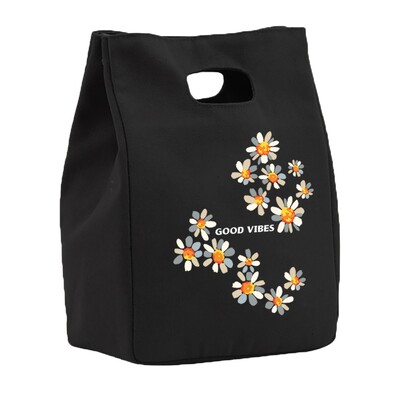 Saci de prânz din pânză termică pentru femei Geantă frigorifică Prânz izolat Bento Pachet Pungă de picnic cu mâncare Saci de prânz cu model de margarete pentru muncă