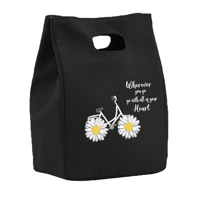 Saci de prânz din pânză termică pentru femei Geantă frigorifică Prânz izolat Bento Pachet Pungă de picnic cu mâncare Saci de prânz cu model de margarete pentru muncă