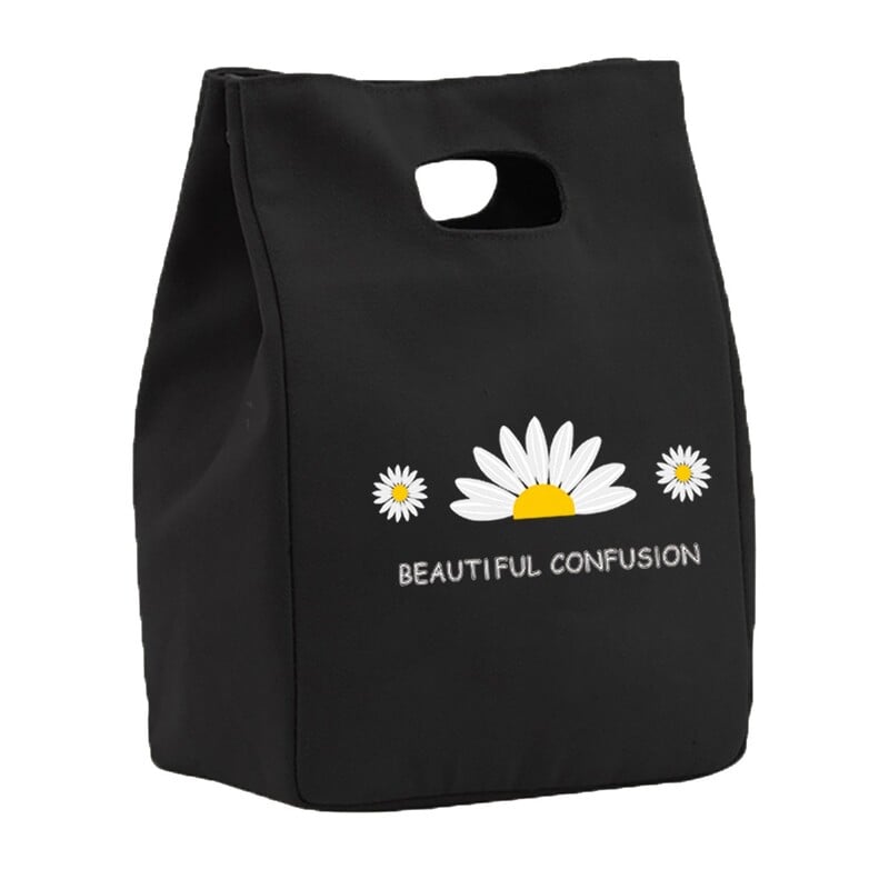 Saci de prânz din pânză termică pentru femei Geantă frigorifică Prânz izolat Bento Pachet Pungă de picnic cu mâncare Saci de prânz cu model de margarete pentru muncă