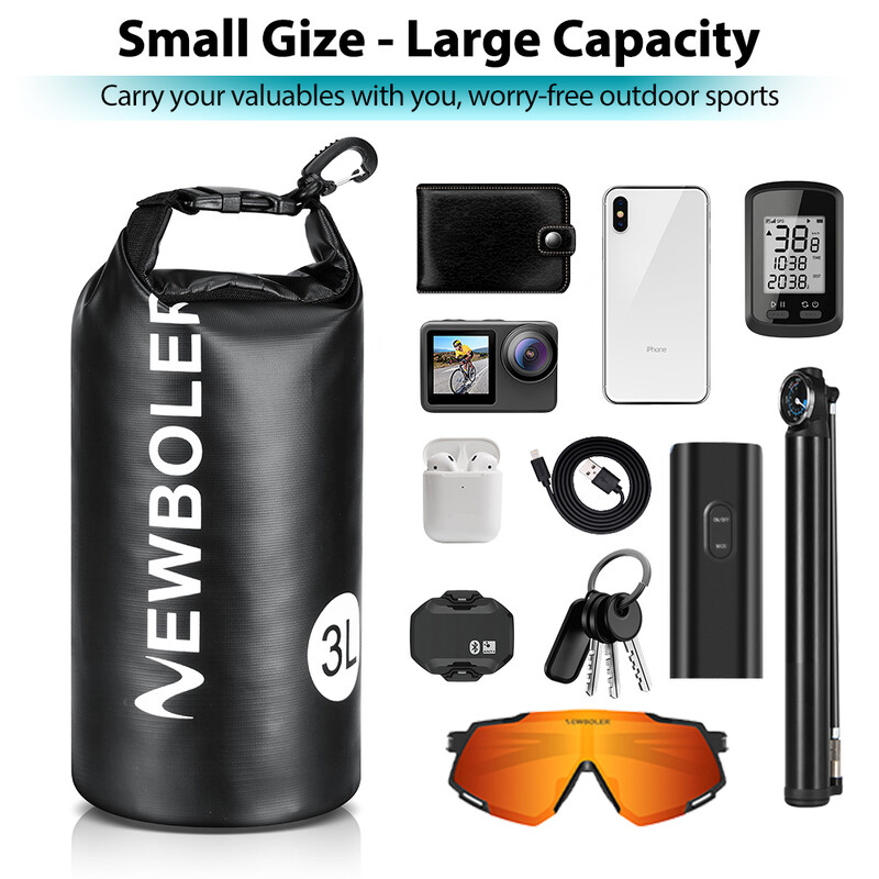 NEWBOLER 3L vandeniui atsparus sausas krepšys, skirtas stovyklavimui „Drift Trekking“ plaukimo krepšys, plaustais baidarėmis, žygiams žvejybai lauke