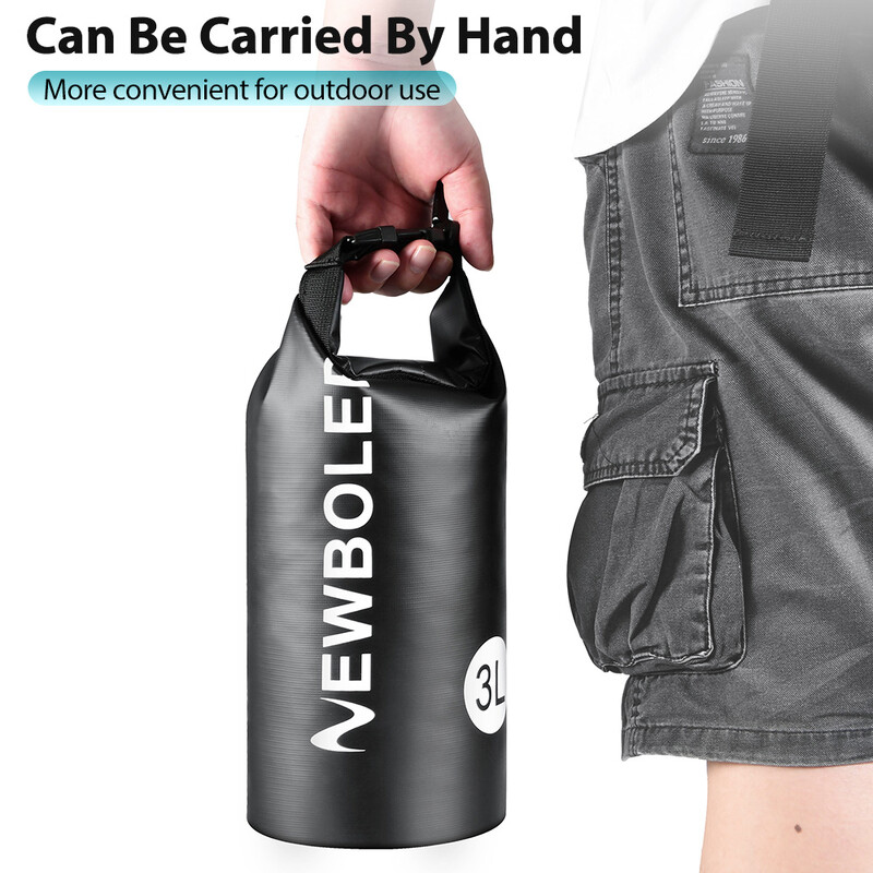 NEWBOLER 3L vandeniui atsparus sausas krepšys, skirtas stovyklavimui „Drift Trekking“ plaukimo krepšys, plaustais baidarėmis, žygiams žvejybai lauke