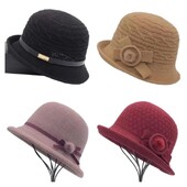 Pălărie de găleată din lână, fundă de toamnă și iarnă pentru femei, versiunea coreeană, versatilă, japoneză, cupola, pălărie de bazin, retro pălărie britanică, maree