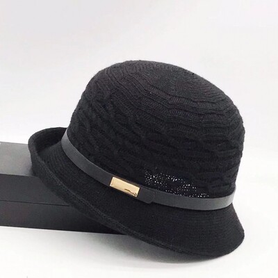 Pălărie de găleată din lână, fundă de toamnă și iarnă pentru femei, versiunea coreeană, versatilă, japoneză, cupola, pălărie de bazin, retro pălărie britanică, maree