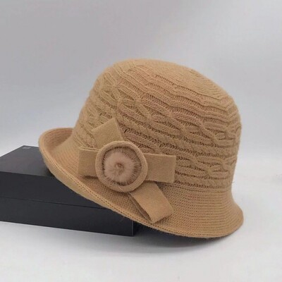 Pălărie de găleată din lână, fundă de toamnă și iarnă pentru femei, versiunea coreeană, versatilă, japoneză, cupola, pălărie de bazin, retro pălărie britanică, maree