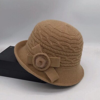 Pălărie de găleată din lână, fundă de toamnă și iarnă pentru femei, versiunea coreeană, versatilă, japoneză, cupola, pălărie de bazin, retro pălărie britanică, maree