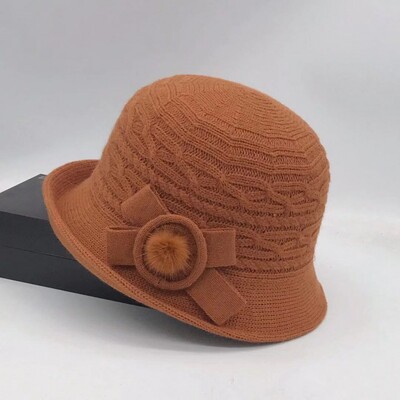 Pălărie de găleată din lână, fundă de toamnă și iarnă pentru femei, versiunea coreeană, versatilă, japoneză, cupola, pălărie de bazin, retro pălărie britanică, maree