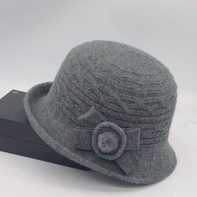 Pălărie de găleată din lână, fundă de toamnă și iarnă pentru femei, versiunea coreeană, versatilă, japoneză, cupola, pălărie de bazin, retro pălărie britanică, maree