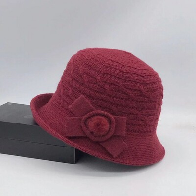 Pălărie de găleată din lână, fundă de toamnă și iarnă pentru femei, versiunea coreeană, versatilă, japoneză, cupola, pălărie de bazin, retro pălărie britanică, maree