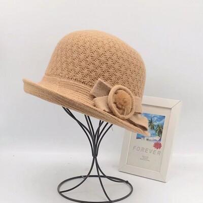 Pălărie de găleată din lână, fundă de toamnă și iarnă pentru femei, versiunea coreeană, versatilă, japoneză, cupola, pălărie de bazin, retro pălărie britanică, maree