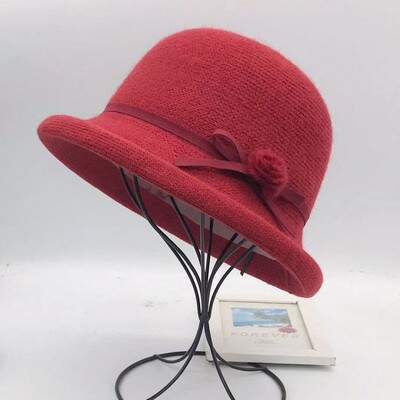 Pălărie de găleată din lână, fundă de toamnă și iarnă pentru femei, versiunea coreeană, versatilă, japoneză, cupola, pălărie de bazin, retro pălărie britanică, maree