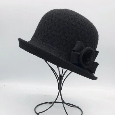 Pălărie de găleată din lână, fundă de toamnă și iarnă pentru femei, versiunea coreeană, versatilă, japoneză, cupola, pălărie de bazin, retro pălărie britanică, maree