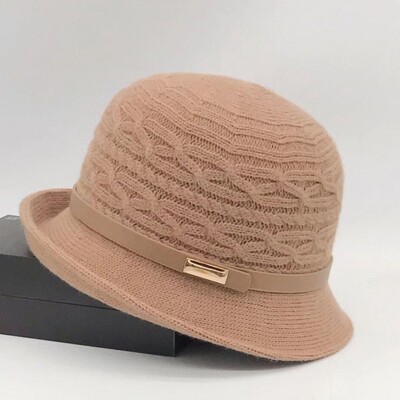 Pălărie de găleată din lână, fundă de toamnă și iarnă pentru femei, versiunea coreeană, versatilă, japoneză, cupola, pălărie de bazin, retro pălărie britanică, maree