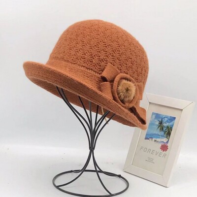 Pălărie de găleată din lână, fundă de toamnă și iarnă pentru femei, versiunea coreeană, versatilă, japoneză, cupola, pălărie de bazin, retro pălărie britanică, maree