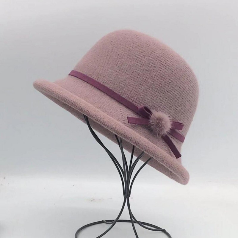 Pălărie de găleată din lână, fundă de toamnă și iarnă pentru femei, versiunea coreeană, versatilă, japoneză, cupola, pălărie de bazin, retro pălărie britanică, maree