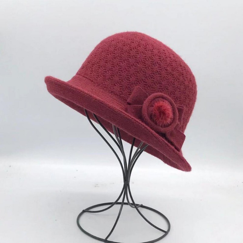 Pălărie de găleată din lână, fundă de toamnă și iarnă pentru femei, versiunea coreeană, versatilă, japoneză, cupola, pălărie de bazin, retro pălărie britanică, maree