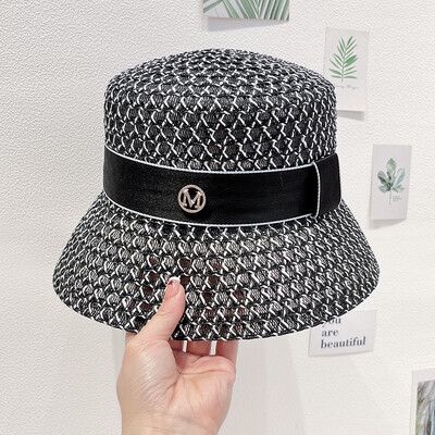 Pălărie de găleată cu litere noi de temperament Călătorie de vacanță Pălărie de pescar Compilare Placă de plasă Capac de soare cu protecție solară Capac de umbrelă de soare