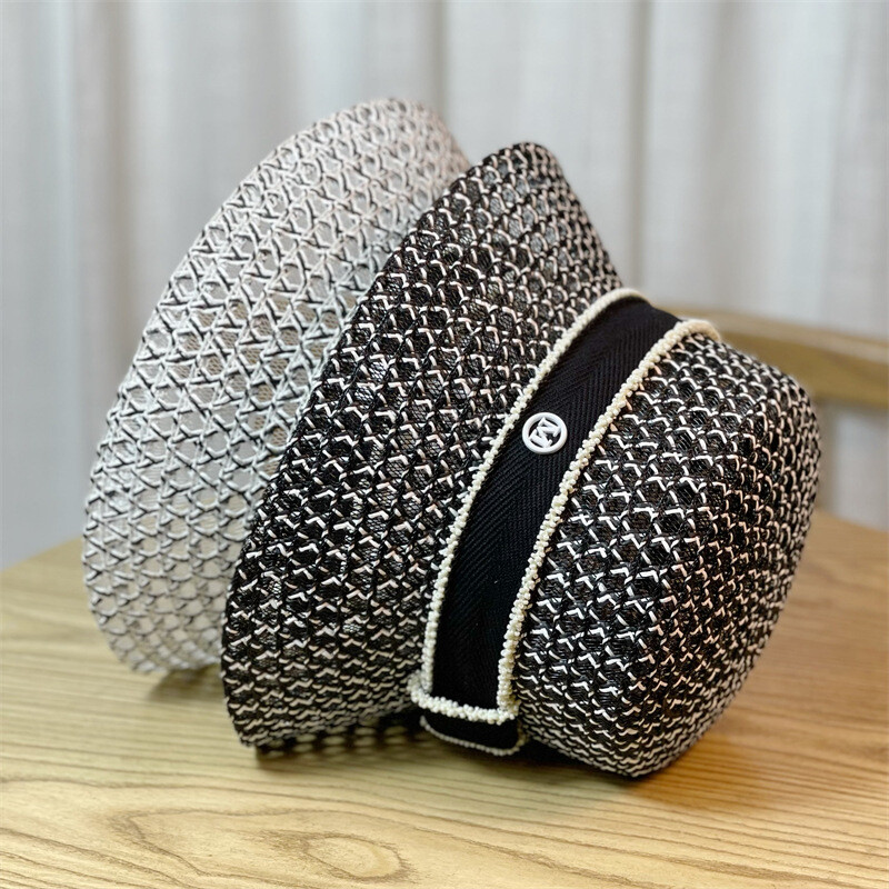 Pălărie de găleată cu litere noi de temperament Călătorie de vacanță Pălărie de pescar Compilare Placă de plasă Capac de soare cu protecție solară Capac de umbrelă de soare