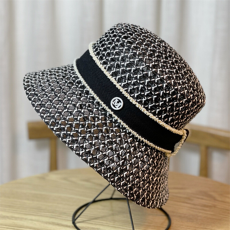 Pălărie de găleată cu litere noi de temperament Călătorie de vacanță Pălărie de pescar Compilare Placă de plasă Capac de soare cu protecție solară Capac de umbrelă de soare