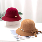 Toamnă Iarnă Fedoras Pălărie pentru femei Elegant Vintage Bowknot Lână Pălărie Dom Pâslă Nunta Biserică Jazz Șapcă Femeie Bow Bowler