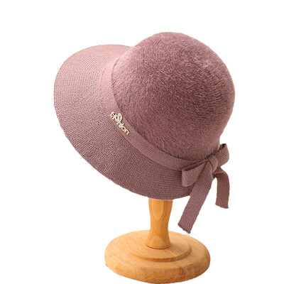 Toamnă Iarnă Fedoras Pălărie pentru femei Elegant Vintage Bowknot Lână Pălărie Dom Pâslă Nunta Biserică Jazz Șapcă Femeie Bow Bowler