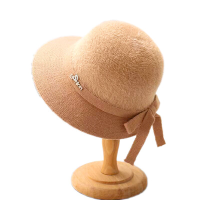 Toamnă Iarnă Fedoras Pălărie pentru femei Elegant Vintage Bowknot Lână Pălărie Dom Pâslă Nunta Biserică Jazz Șapcă Femeie Bow Bowler