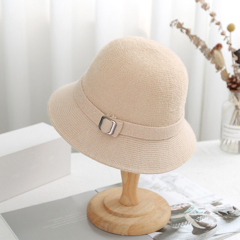 Nouă pălărie de găleată tricotată de iarnă pentru femei, îngroșată, caldă, de culoare uni, șapcă de pescar de pluș, pentru doamne, elegante, în aer liber, pălării de soare cu protecție solară