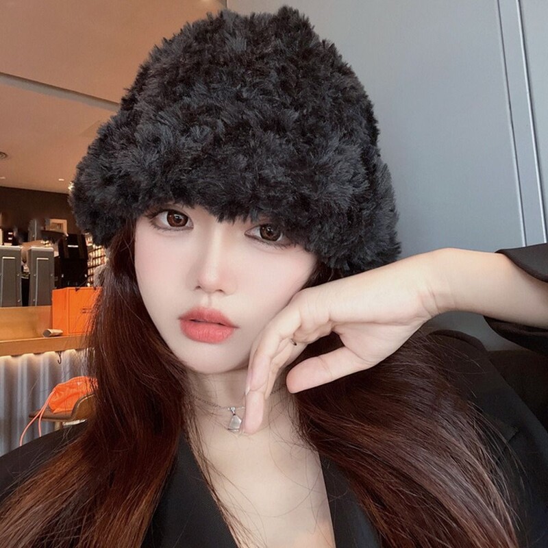 Dámska zimná klobúk, plyšová teplá rybárska čiapka, mäkká chlpatá panamská čiapka, dámska vonkajšia umývadlová slnečná čiapka