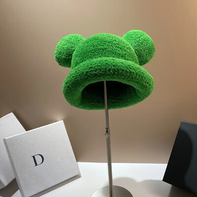2024 Moda Toamna Iarna Pălărie de găleată caldă Urs Ureche Minge Pălărie de pescar de pluș Încălzitor moale Pălărie de bazin groasă Pălărie de găleată de protecție