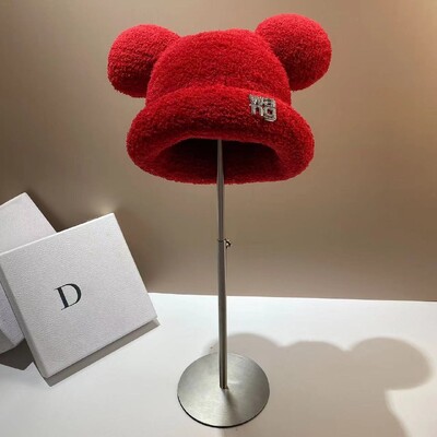 2024 Moda Toamna Iarna Pălărie de găleată caldă Urs Ureche Minge Pălărie de pescar de pluș Încălzitor moale Pălărie de bazin groasă Pălărie de găleată de protecție