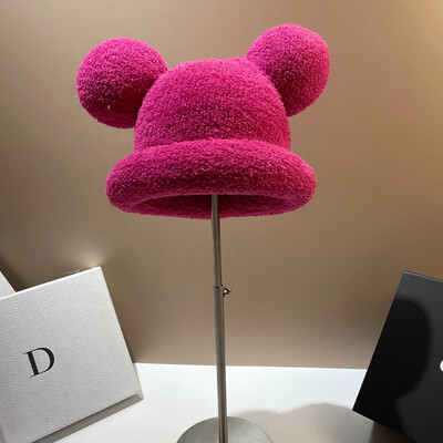 2024 Moda Toamna Iarna Pălărie de găleată caldă Urs Ureche Minge Pălărie de pescar de pluș Încălzitor moale Pălărie de bazin groasă Pălărie de găleată de protecție