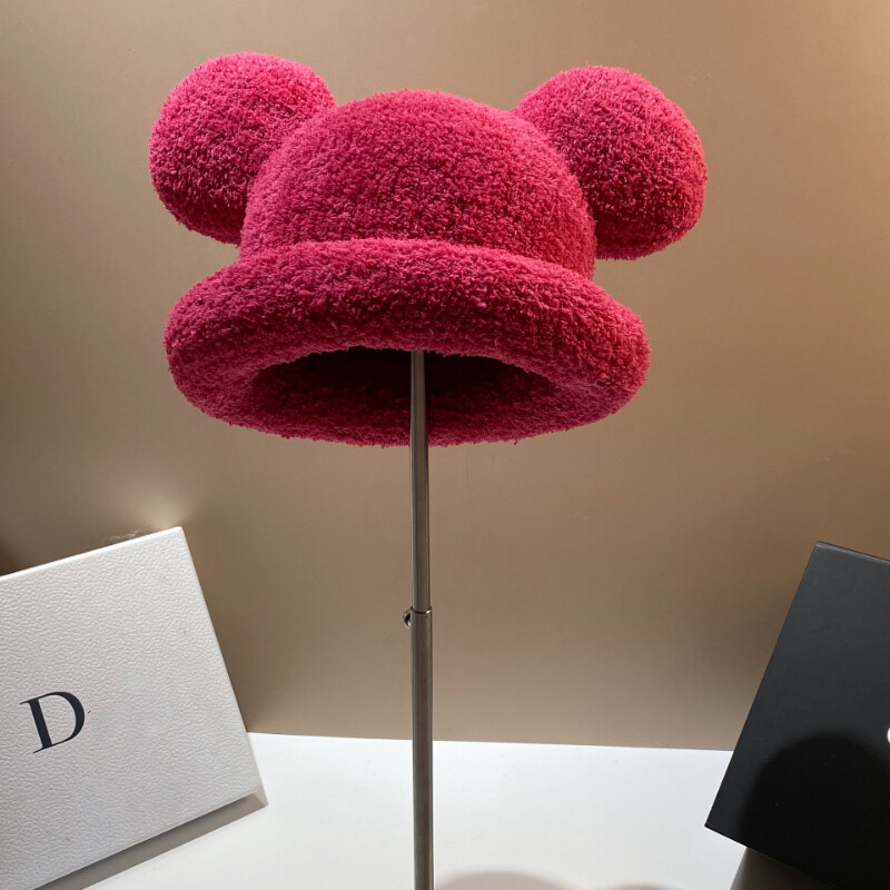 2024 Moda Toamna Iarna Pălărie de găleată caldă Urs Ureche Minge Pălărie de pescar de pluș Încălzitor moale Pălărie de bazin groasă Pălărie de găleată de protecție