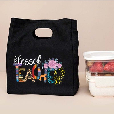 Binecuvântat Învățător Geantă funcțională pentru prânz, geantă portabilă izolată din pânză Bento, geantă termică pentru școală, pentru depozitarea alimentelor Cel mai bun cadou