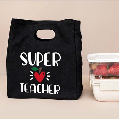 Binecuvântat Învățător Geantă funcțională pentru prânz, geantă portabilă izolată din pânză Bento, geantă termică pentru școală, pentru depozitarea alimentelor Cel mai bun cadou