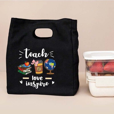 Binecuvântat Învățător Geantă funcțională pentru prânz, geantă portabilă izolată din pânză Bento, geantă termică pentru școală, pentru depozitarea alimentelor Cel mai bun cadou