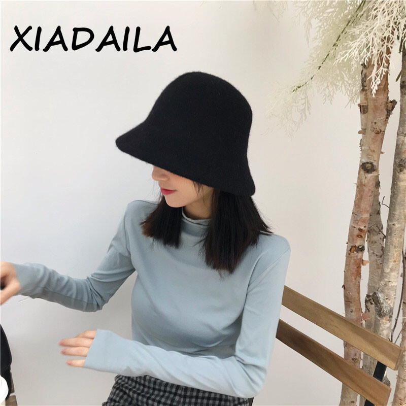 Toamnă Iarnă Lână Pălărie găleată Femei Moda Vintage Pălării de pescar Cap versatilă Pălărie din pâslă de primăvară 6 Culori Pliabil transport gratuit