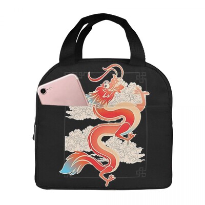 Mushu de la Mulan Genți de prânz Cutie Bento izolată Geanta portabilă de prânz Genți de picnic rezistente la scurgeri Geantă termică pentru femeie birou