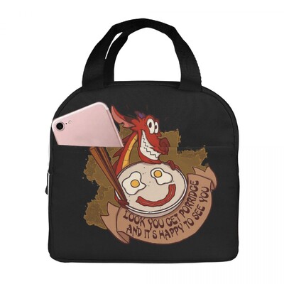 Mushu de la Mulan Genți de prânz Cutie Bento izolată Geanta portabilă de prânz Genți de picnic rezistente la scurgeri Geantă termică pentru femeie birou