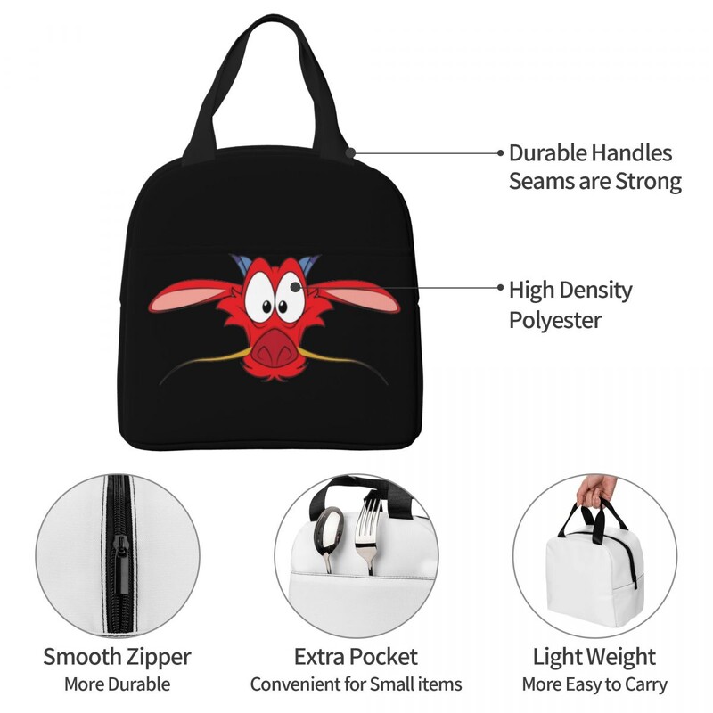 Mushu de la Mulan Genți de prânz Cutie Bento izolată Geanta portabilă de prânz Genți de picnic rezistente la scurgeri Geantă termică pentru femeie birou