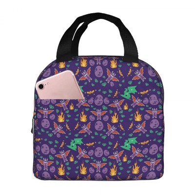 Spyro Pattern pusdienu somas, izolētas Bento Box, pārnēsājamas pusdienu somas atkārtoti lietojamas piknika somas aukstuma soma sieviešu studentu birojam