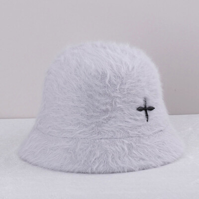 2022 de iarnă pentru femei, de culoare uni, pălărie de blană de iepure, pălărie de pescar, cu bazin încrucișat, pentru transport gratuit