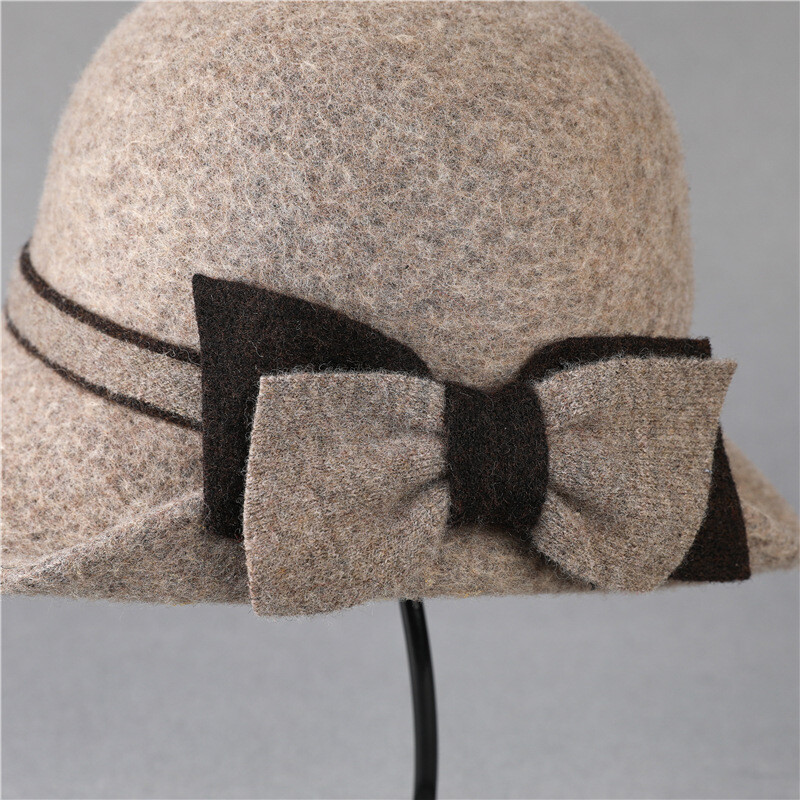 Pălărie de bazin de lână de toamnă și iarnă, temperament retro la modă, pălărie de top de socialit, pălărie de pescar de vârstă mijlocie și în vârstă