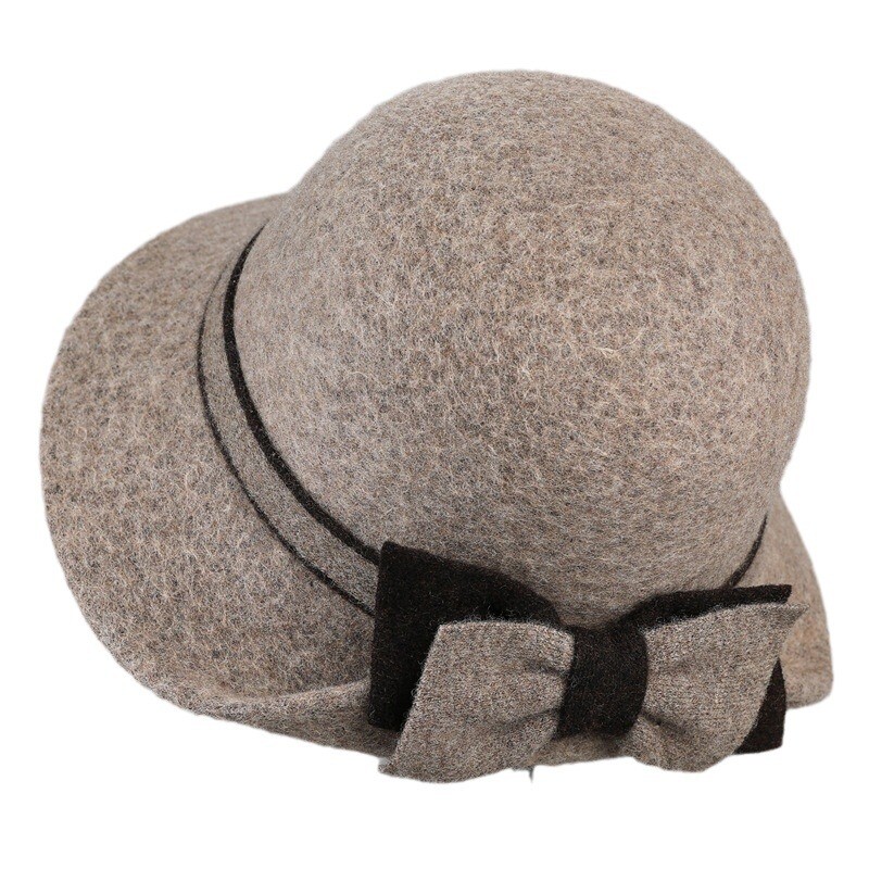 Pălărie de bazin de lână de toamnă și iarnă, temperament retro la modă, pălărie de top de socialit, pălărie de pescar de vârstă mijlocie și în vârstă